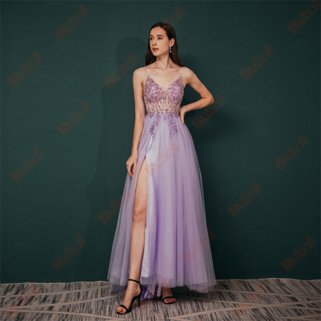 fitted purple sexy sequins evening dress